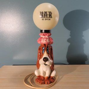 Vintage Dog Lamp "BAR IS OPEN"
